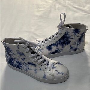 OTBT Hologram White/Blue Tie Dye Leather High-Top Sneakers